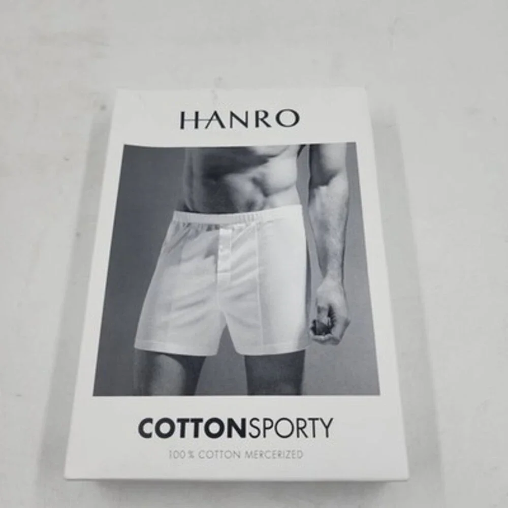 Hanro Cotton Sporty Knit Boxers Men's S Sea Breeze Solid Elastic Waist Pull On